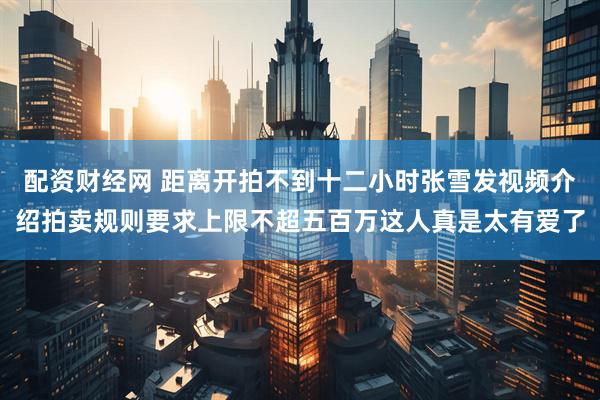 配资财经网 距离开拍不到十二小时张雪发视频介绍拍卖规则要求上限不超五百万这人真是太有爱了